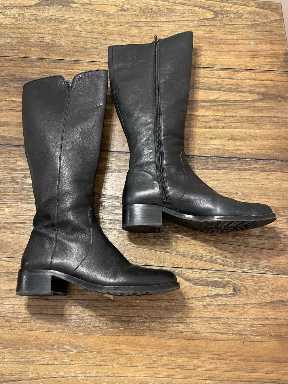 Lands’ End Black Leather Tall Riding Boots Women’s Size 8 Classic Equestrian
